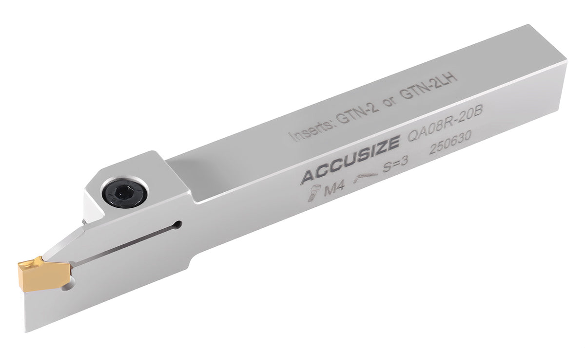 1/2'' Shank Heavy Duty Indexable Grooving/Cut-Off Holder, Nickel Plated, with a Gtn-2 Tin Coated Carbide Insert, 2415-5024