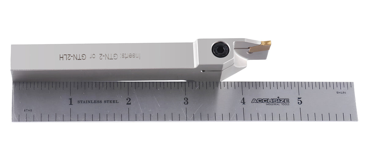 1/2'' Shank Heavy Duty Indexable Grooving/Cut-Off Holder, Nickel Plated, with a Gtn-2 Tin Coated Carbide Insert, 2415-5024