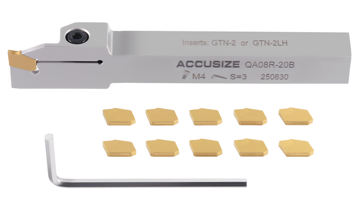 Porte-rainures et coupures indexables robustes avec embouts GTN extra 10 enrobés en carbure étN, 3/8", 1/2', 3/4", & 1", main droite