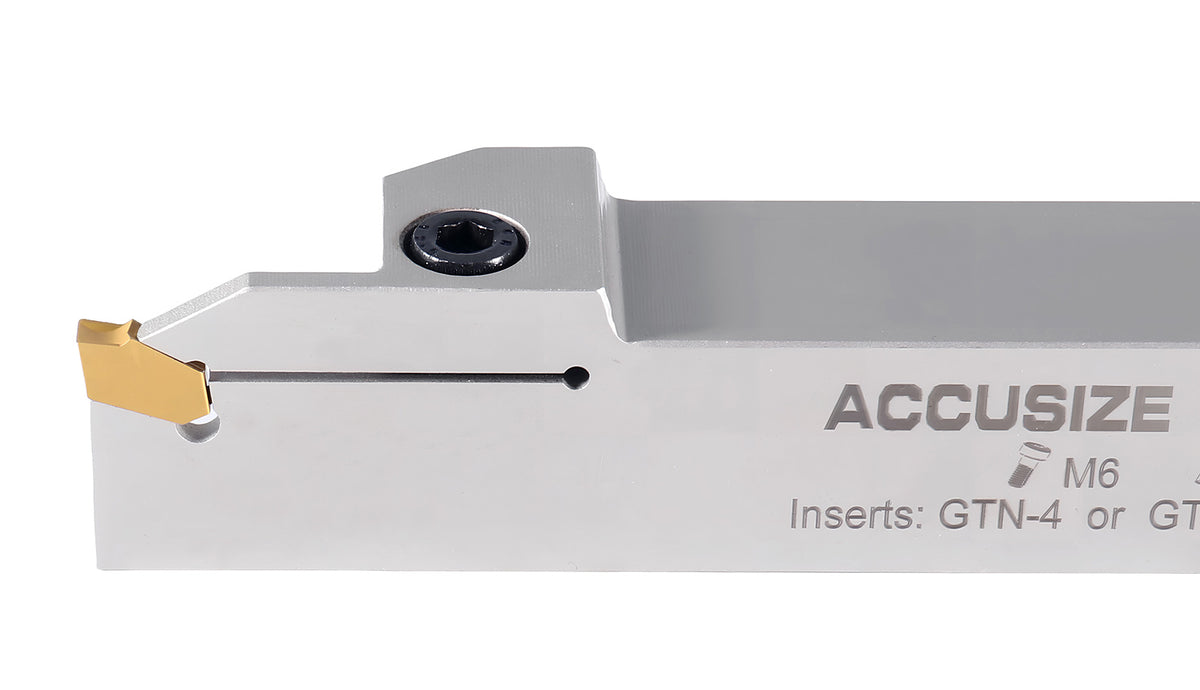 1'' Shank Heavy Duty Indexable Grooving/Cut-Off Holder, Nickel Plated, with a Gtn-4 Tin Coated Carbide Insert, 2415-5036