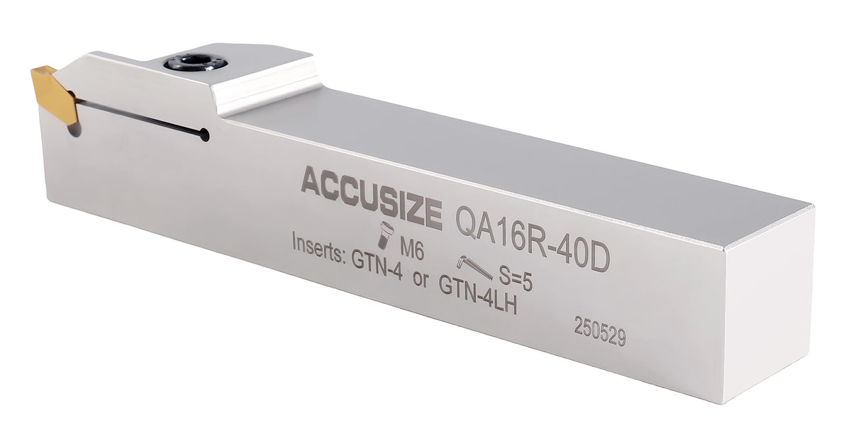 1'' Shank Heavy Duty Indexable Grooving/Cut-Off Holder, Nickel Plated, with a Gtn-4 Tin Coated Carbide Insert, 2415-5036