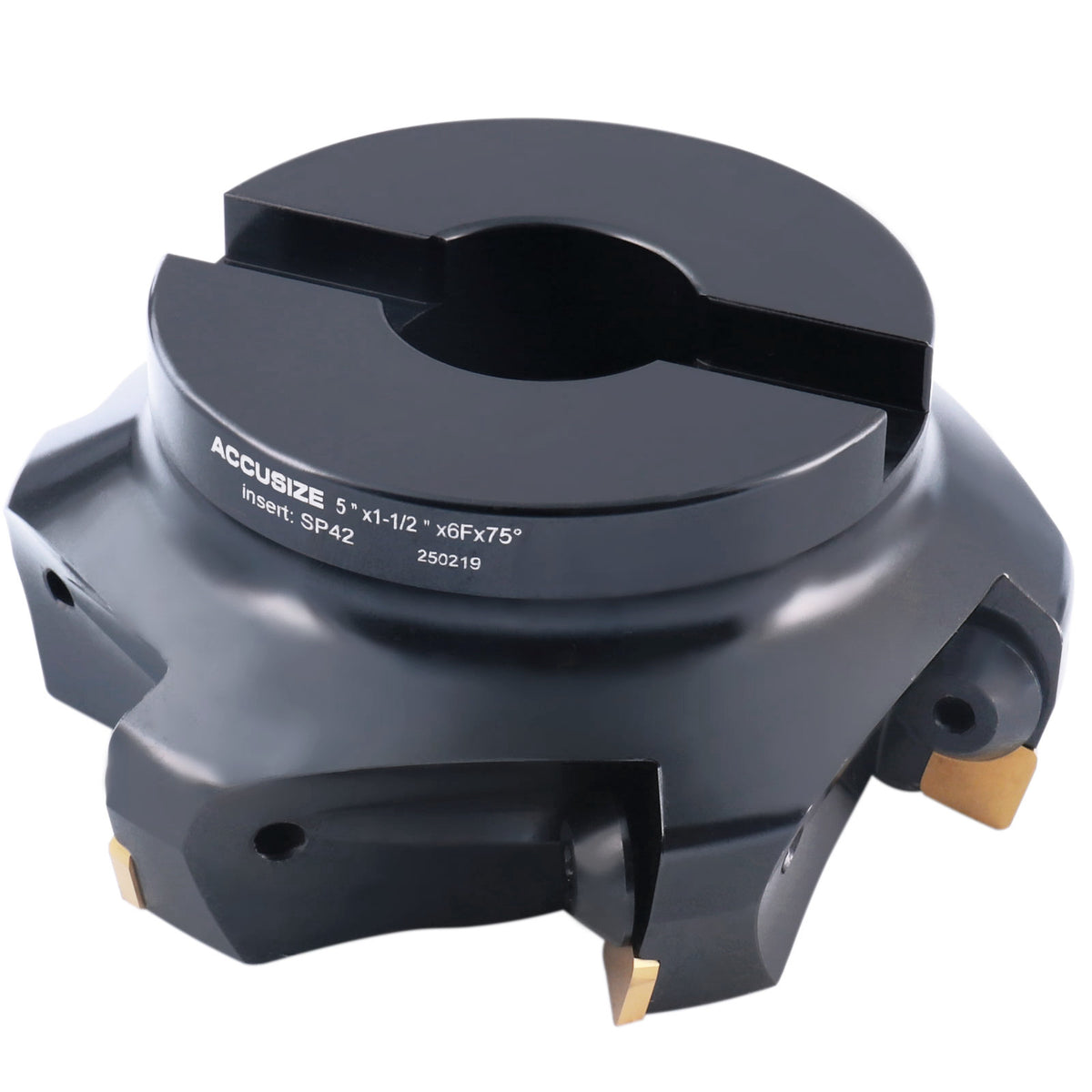 5'' Dia Indexable Face Milling Cutter 75 Degree, Positive Rake, 1-1/2'' Bore, with Inserts, 2509-0016
