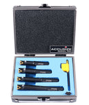 4 Pc 1/2'' Round Shank Indexable Boring Bar Set with Tcmt21.50 Carbide Inserts, 90 Degree, 2627-9104