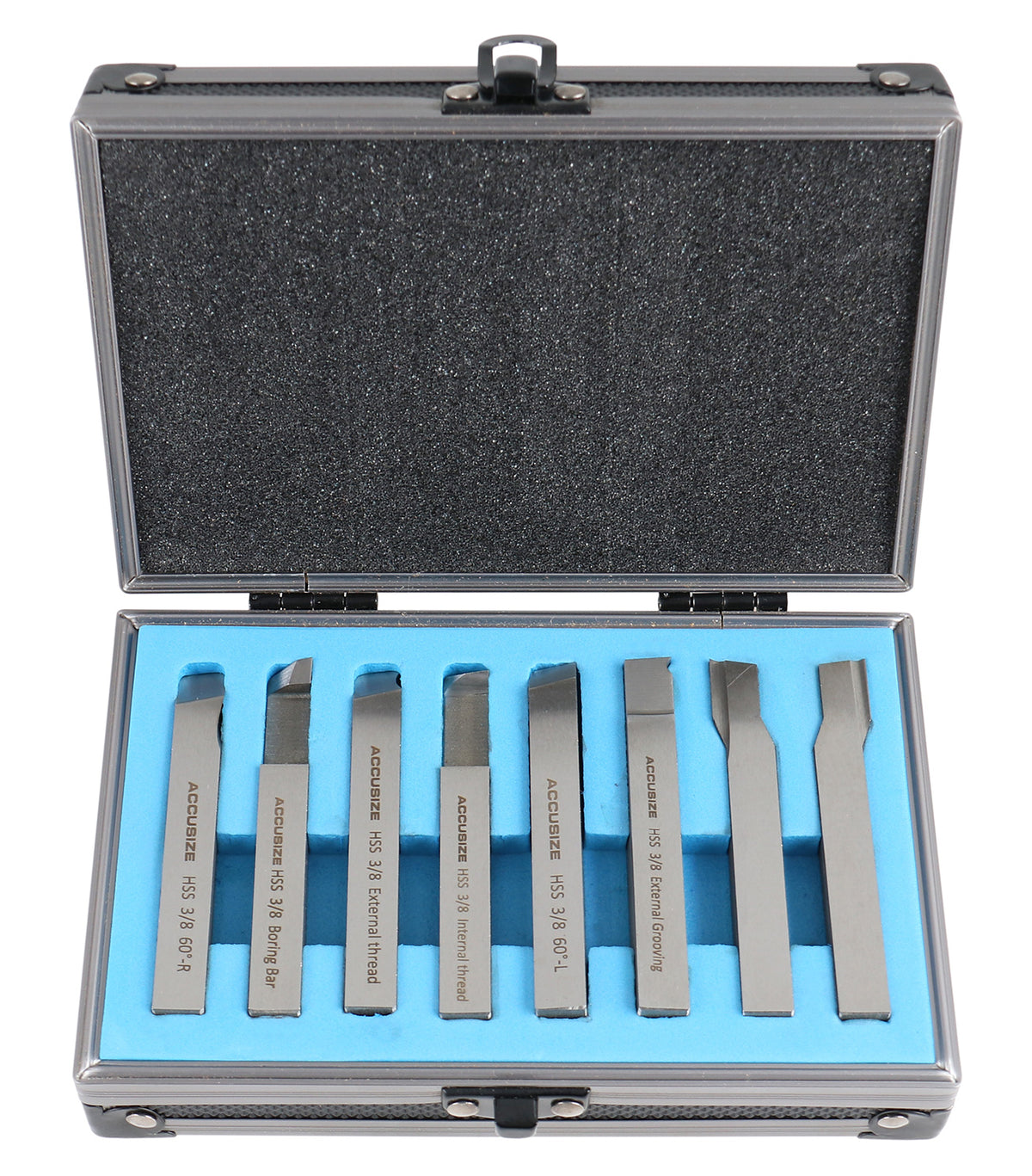 Jeu de 8 embouts à outils H.S.S., pré-rectifiée pour tournage et revêtement, 1/4", 5/16", 3/8" & 1/2"