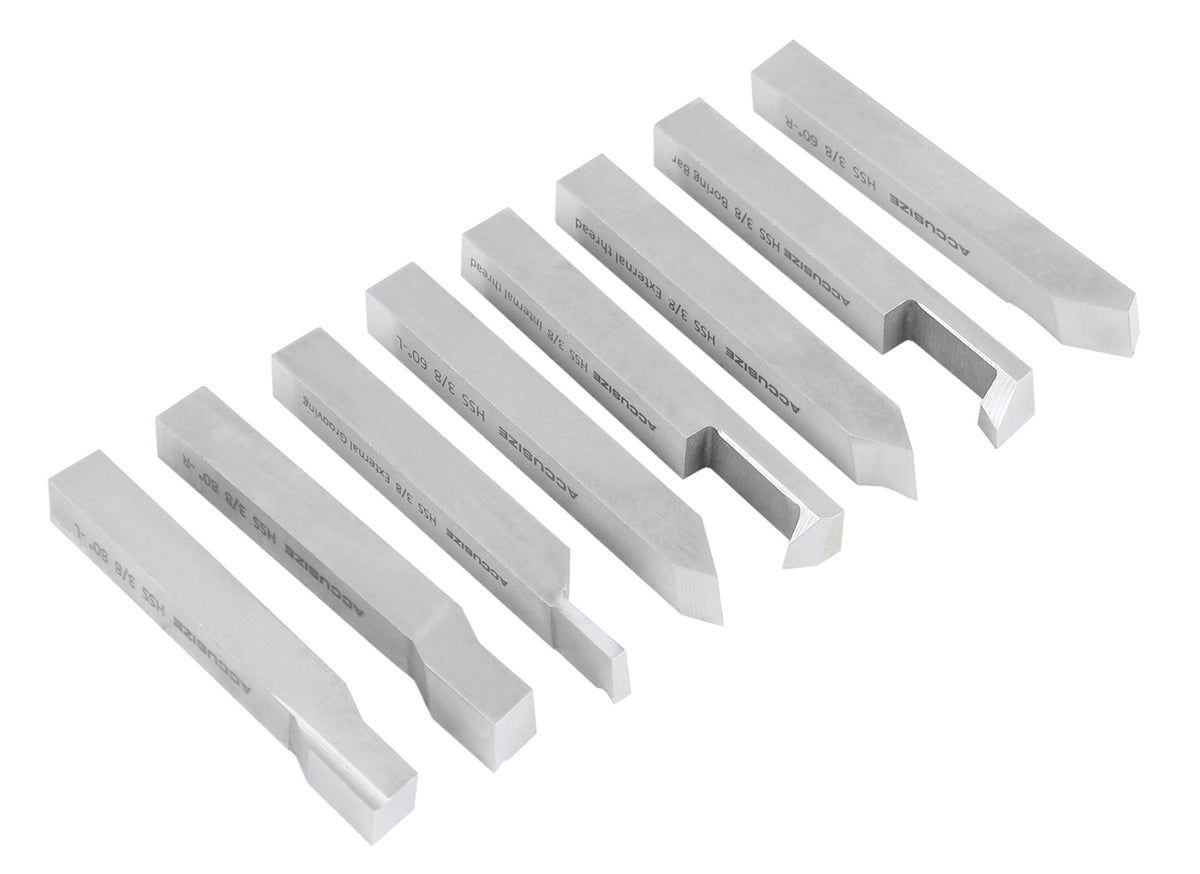 Jeu de 8 embouts à outils H.S.S., pré-rectifiée pour tournage et revêtement, 1/4", 5/16", 3/8" & 1/2"