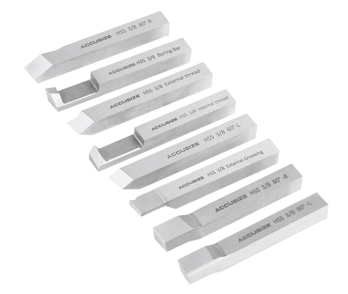 Jeu de 8 embouts à outils H.S.S., pré-rectifiée pour tournage et revêtement, 1/4", 5/16", 3/8" & 1/2"