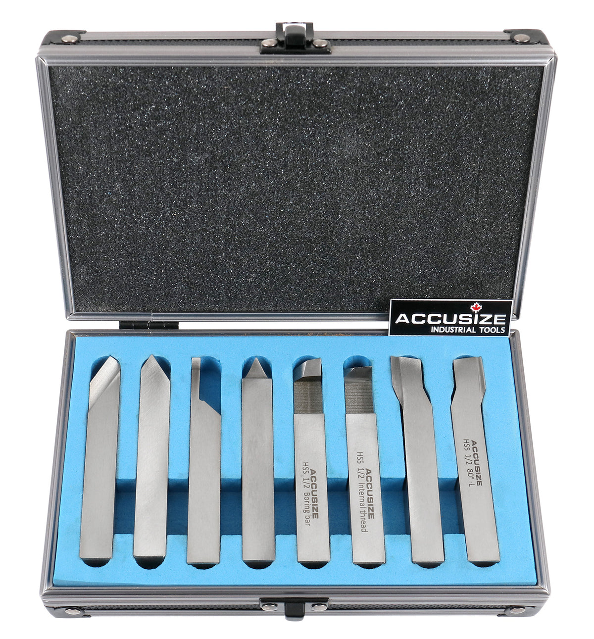 Jeu de 8 embouts à outils H.S.S., pré-rectifiée pour tournage et revêtement, 1/4", 5/16", 3/8" & 1/2"