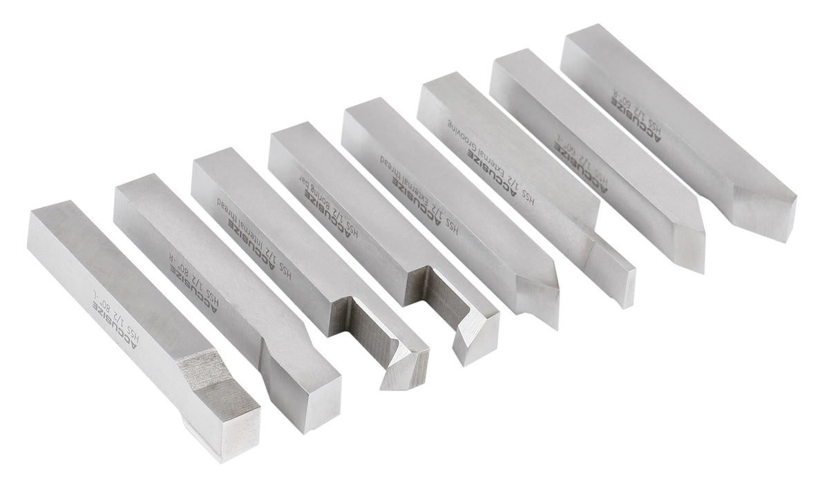 Jeu de 8 embouts à outils H.S.S., pré-rectifiée pour tournage et revêtement, 1/4", 5/16", 3/8" & 1/2"