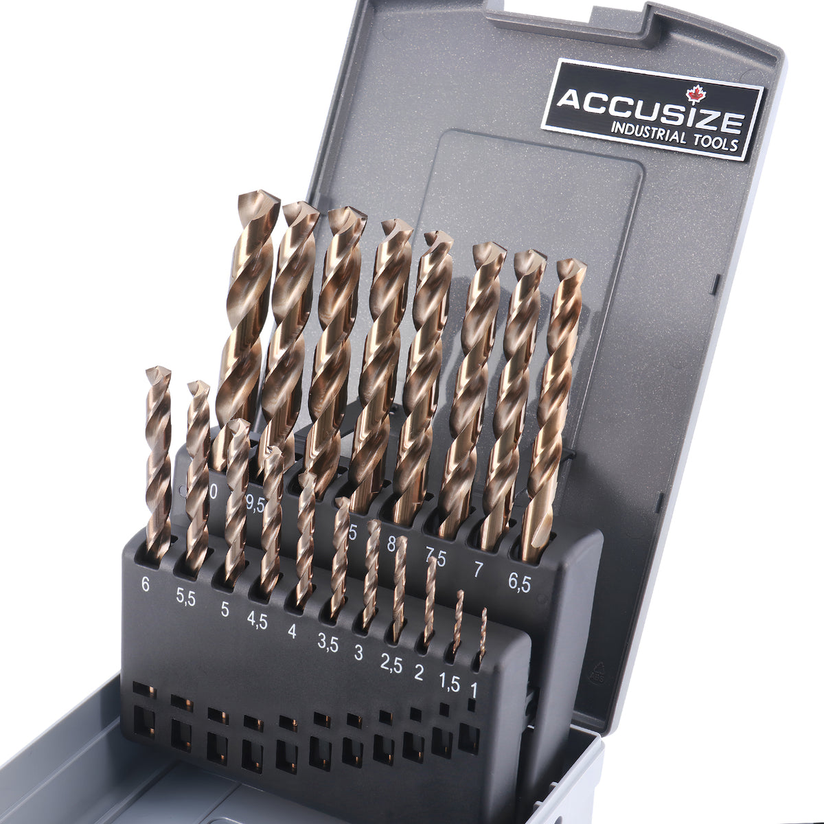 Accusize M35 Cobalt Metric Drill Set 1-10 mm by 0.5 mm, 19 Pc