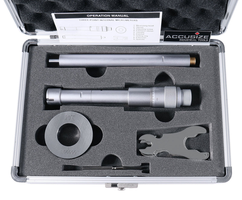 0.8'' to 1.0'' Three-Point Internal Micrometer, Ratchet Stop, 3150-6071