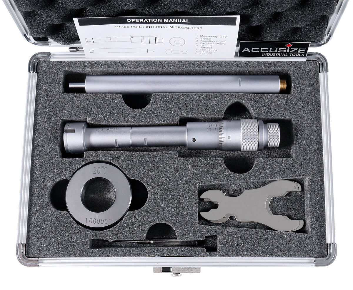 Three -Point Internal Micrometers, Ratchet Stop