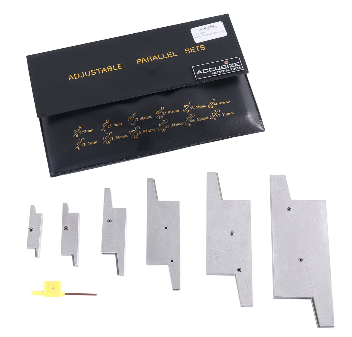 Accusize Industrial Tools 3602-5001 6 Pair/Set Adjustable Precision Parallel Set