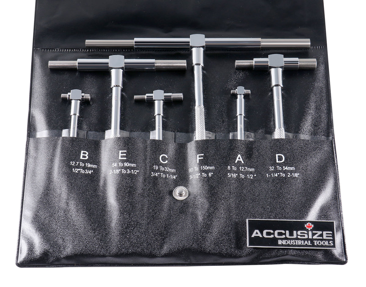 Ensemble de micromètres extérieurs ultra-précis de 6 pièces (0-1 po, 1-2", 2-3" 3-4", 4-5" et 5-6") Plus un socle de micromètre portatif et un ensemble de jauges télescopiques de 6 pièces, 0906-C153