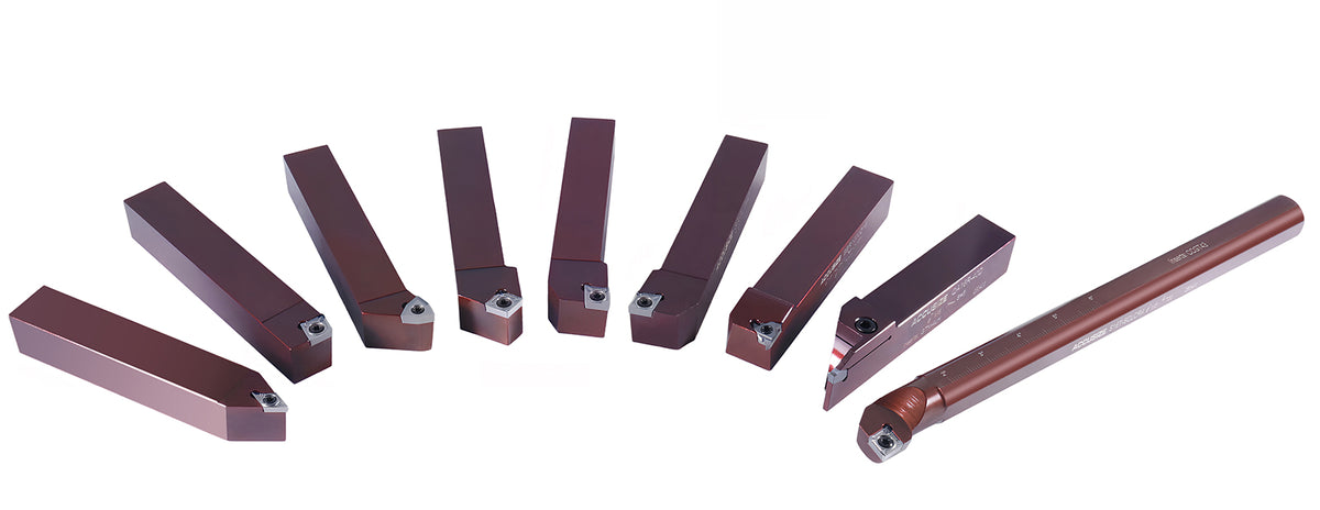 1" Shank, 9-Piece Indexable Turning & Boring Set, Uncoated Sharp-Edge Carbide Inserts for Aluminum, 3988-0001