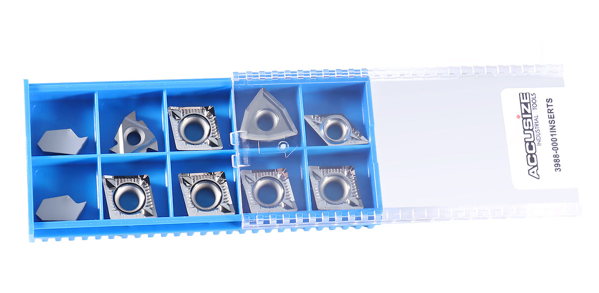 Replacement Inserts Set (10 pcs/set) for 9 pcs Indexable Carbide Turning Tool and Boring Bar Set, for Cutting Aluminum