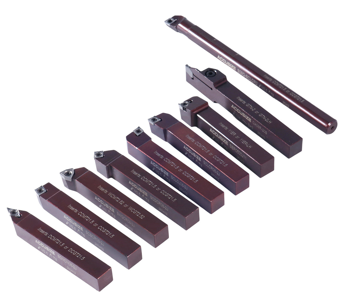 1/2" 9 Pieces/Set, Indexable Carbide Turning Tools and Boring Bar, for Cutting Aluminum, 3988-0012