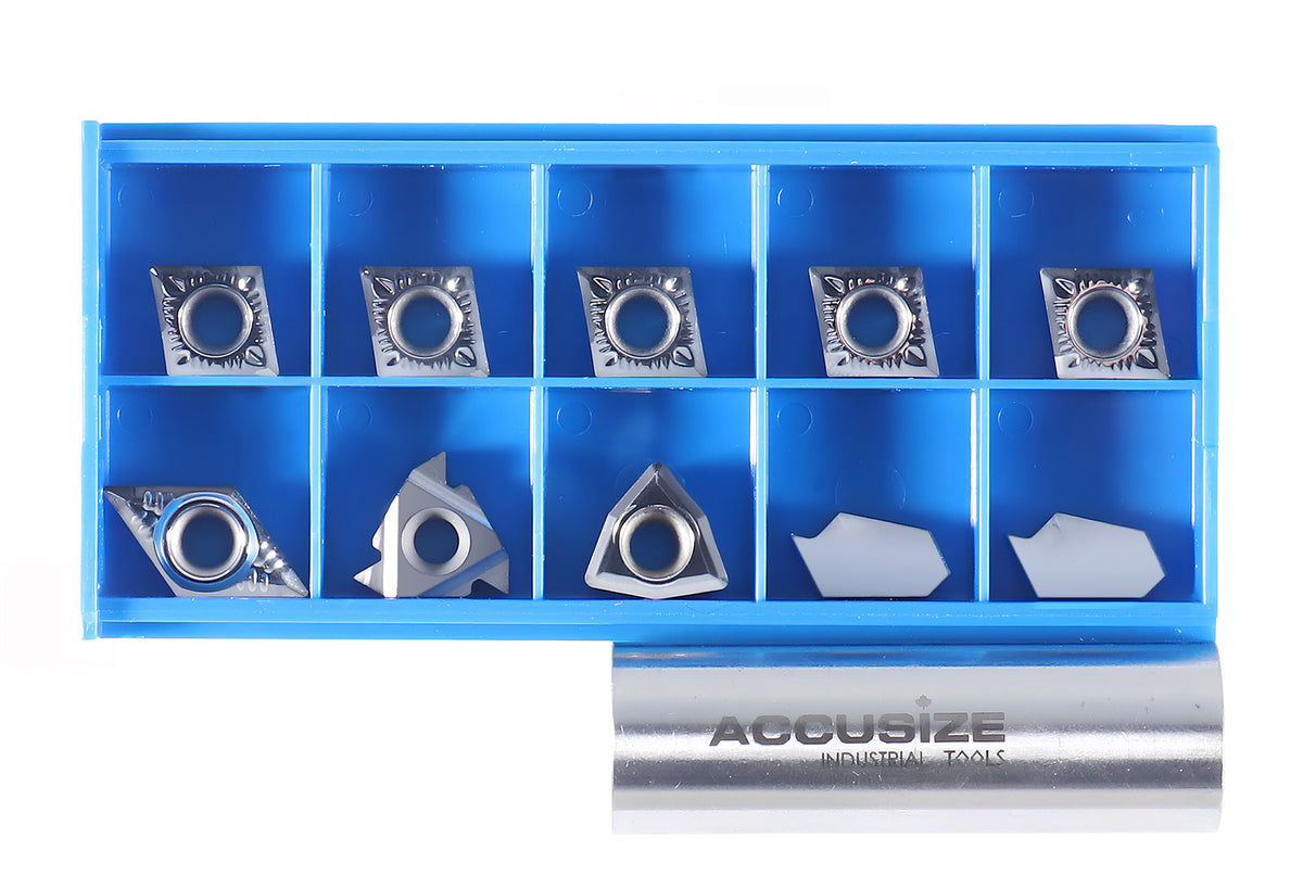 Replacement Inserts Set (10 pcs/set) for 9 pcs Indexable Carbide Turning Tool and Boring Bar Set, for Cutting Aluminum