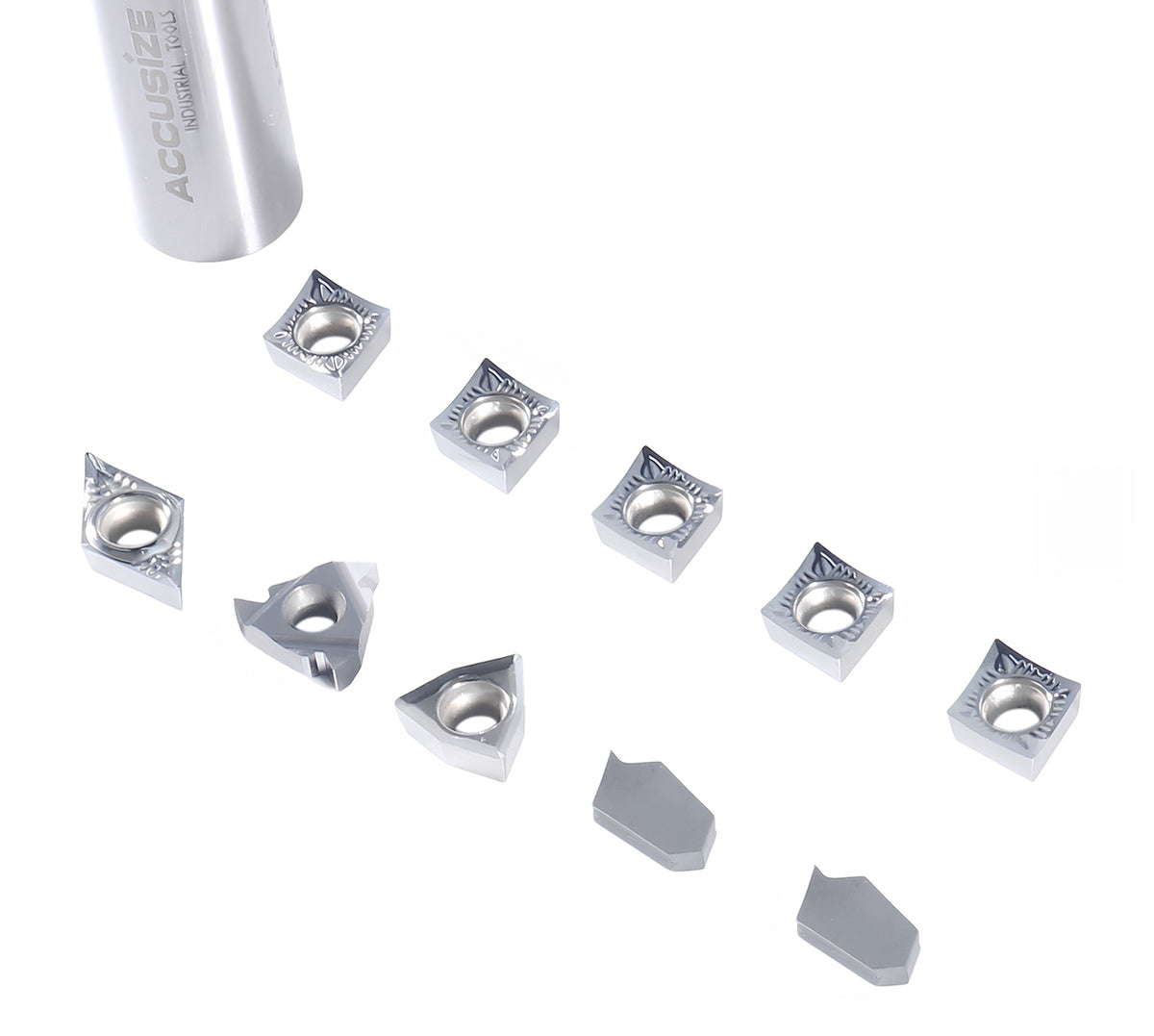 Replacement Inserts Set (10 pcs/set) for 9 pcs Indexable Carbide Turning Tool and Boring Bar Set, for Cutting Aluminum