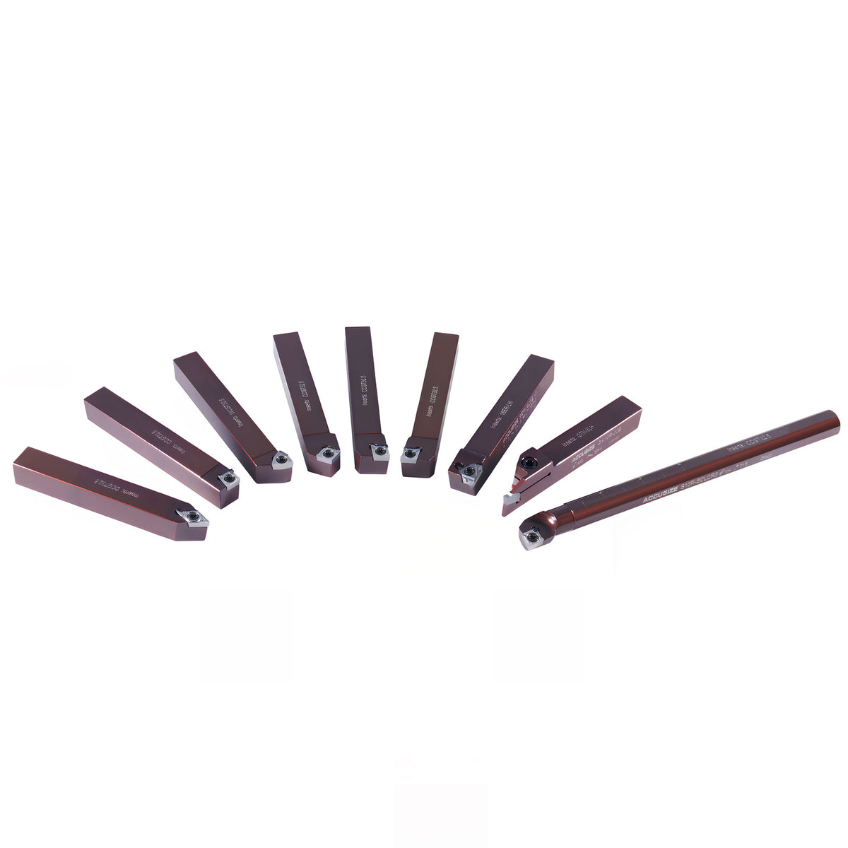 5/8" Shank 9-Piece Indexable Turning & Boring Tool Set, Uncoated Sharp-Edge Inserts for Aluminum, 3988-0058