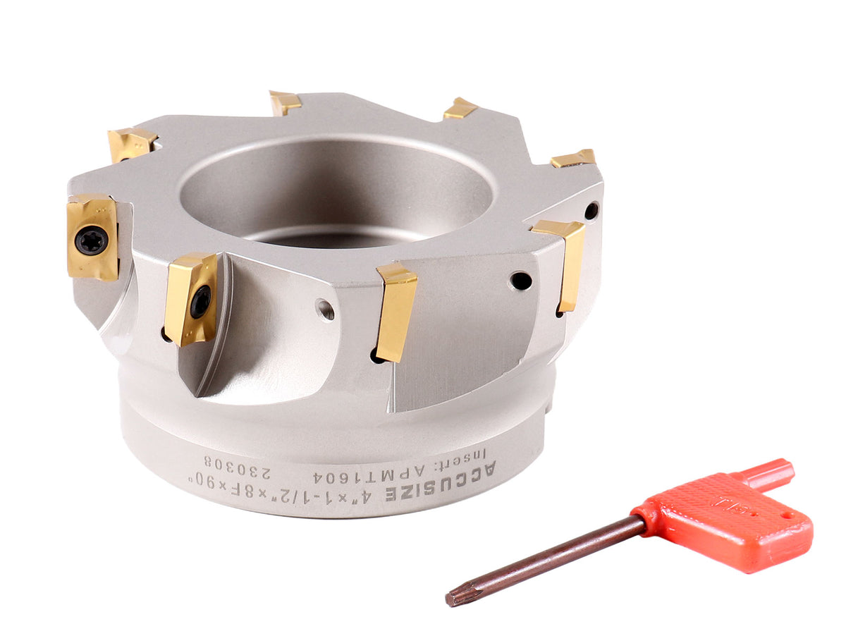 4508-0020B, 4" x 1-1/2" 90 Deg. Fraise à épaules carrées indexables avec inserts APKT1604