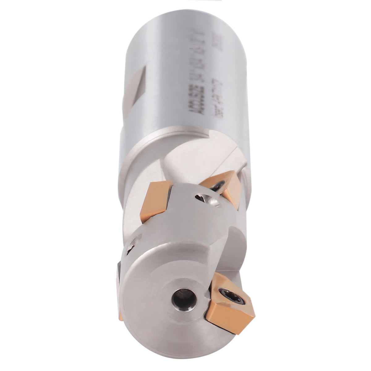 3/4'' 1 Flute 4 Inserts Weldon Shank Helical Indexable End Mill, Apkt11T3 Inserts, Oal 3-1/2'', Flute Length 1-3/32''