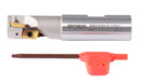 3/4'' 1 Flute 4 Inserts Weldon Shank Helical Indexable End Mill, Apkt11T3 Inserts, Oal 3-1/2'', Flute Length 1-3/32''