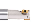 3/4'' 1 Flute 4 Inserts Weldon Shank Helical Indexable End Mill, Apkt11T3 Inserts, Oal 3-1/2'', Flute Length 1-3/32''