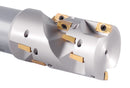 1-1/2 in. Indexable Weldon Shank End Mill, APKT11T3 Carbide Inserts, Shank 1-1/4'', OAL 5'', Flute Length 2-1/8"