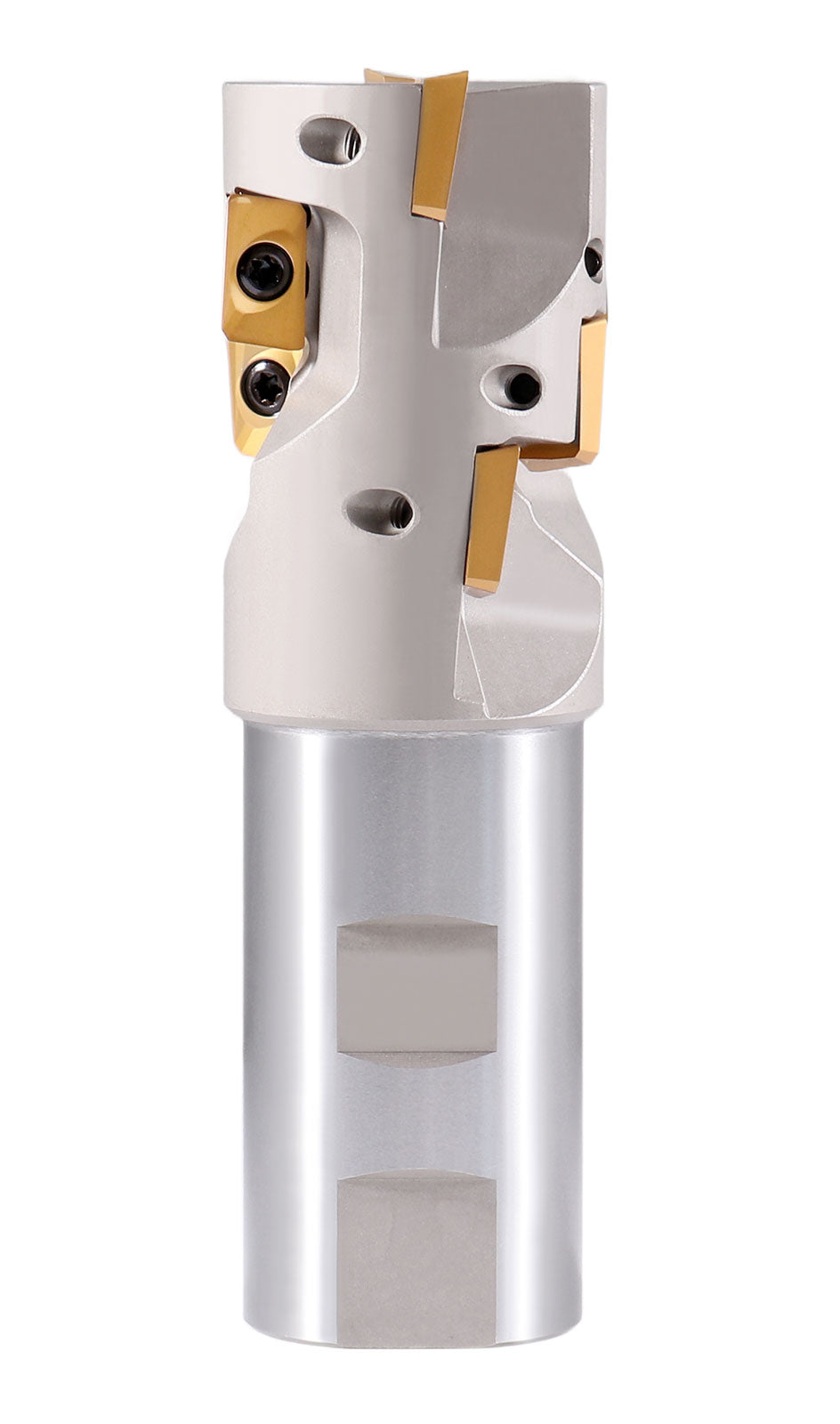 1-3/4'' Indexable Weldon Shank End Mill, Heavy Duty Cut, Apkt1604 Inserts, Shank 1-1/2'', Oal 5-1/2'', Flute Length 2-1/4''