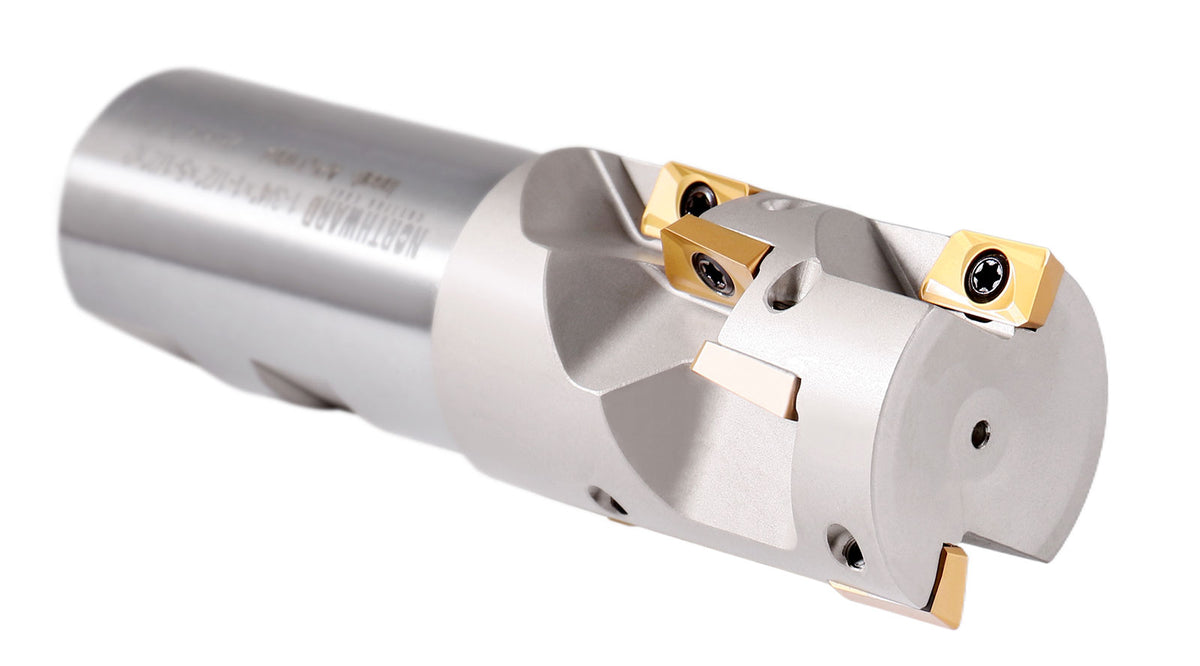 1-3/4'' Indexable Weldon Shank End Mill, Heavy Duty Cut, Apkt1604 Inserts, Shank 1-1/2'', Oal 5-1/2'', Flute Length 2-1/4''