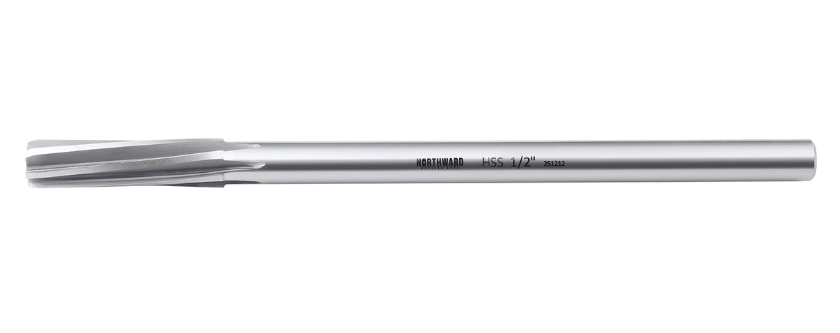 Northward Cutting Edge Fractional Sizes 1/8" Thru 1/2" by 16th ANSI HSS M2 Premium Chucking Reamer Set, Spiral Flute, Right Hand Cut, 7pcs/Set, 5528-0700