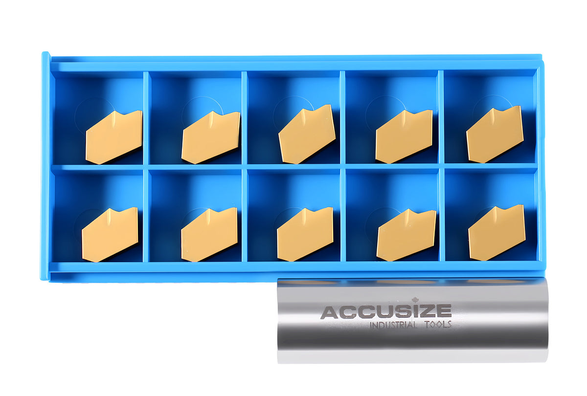 Self-Lock Carbide Cut-off GTN Carbide Inserts, 0 Degree Angle, for Cutting Steel, Aluminum or Stainless Steel 10Pcs/Set