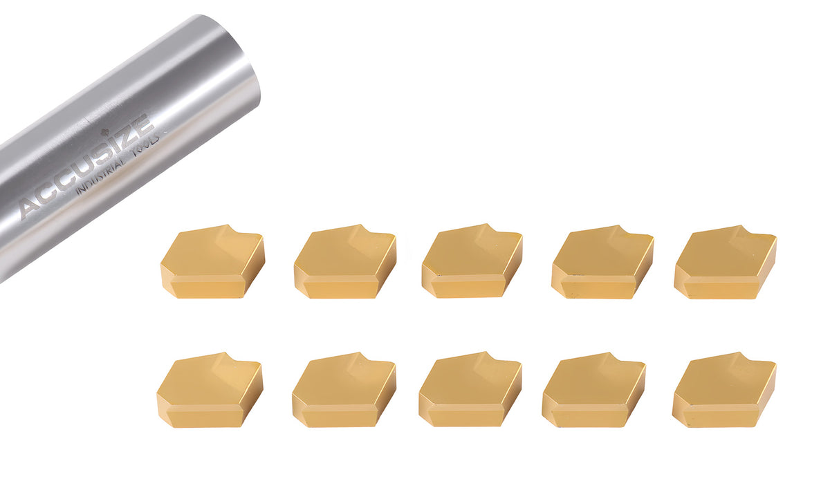 Self-Lock Carbide Cut-off GTN Carbide Inserts, 0 Degree Angle, for Cutting Steel, Aluminum or Stainless Steel 10Pcs/Set