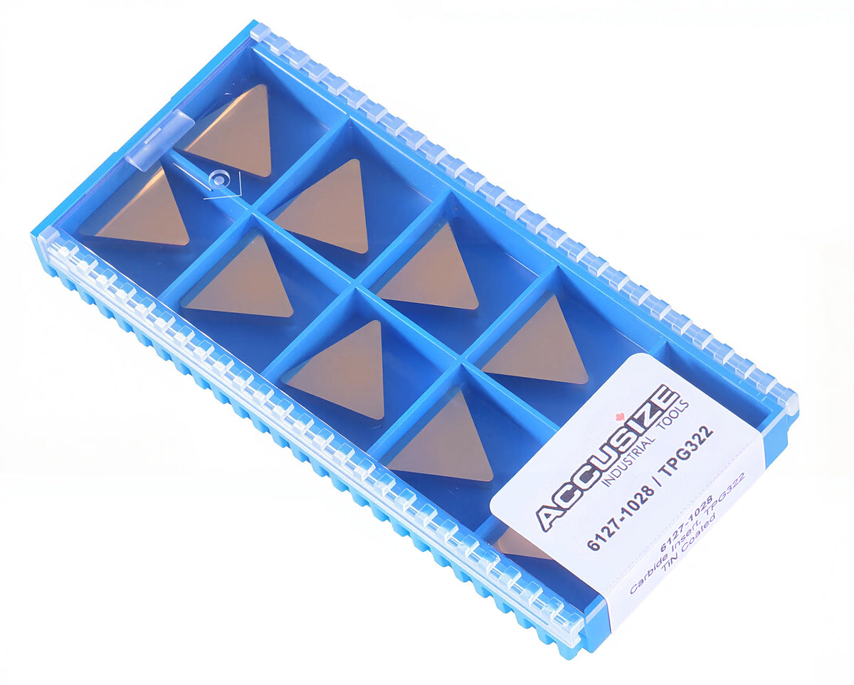 Accusize Industrial Tools Tpg322 Tin Coated Carbide Inserts, 10 Pcs/Box, 2127-1028x10