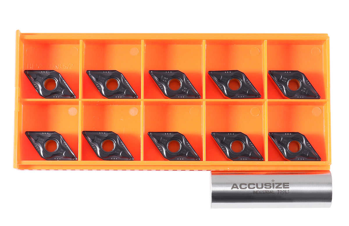 Carbide Inserts Cvd Coating Dnmg432, 10 Pcs/Box, Black/Yellow, 6206-1028