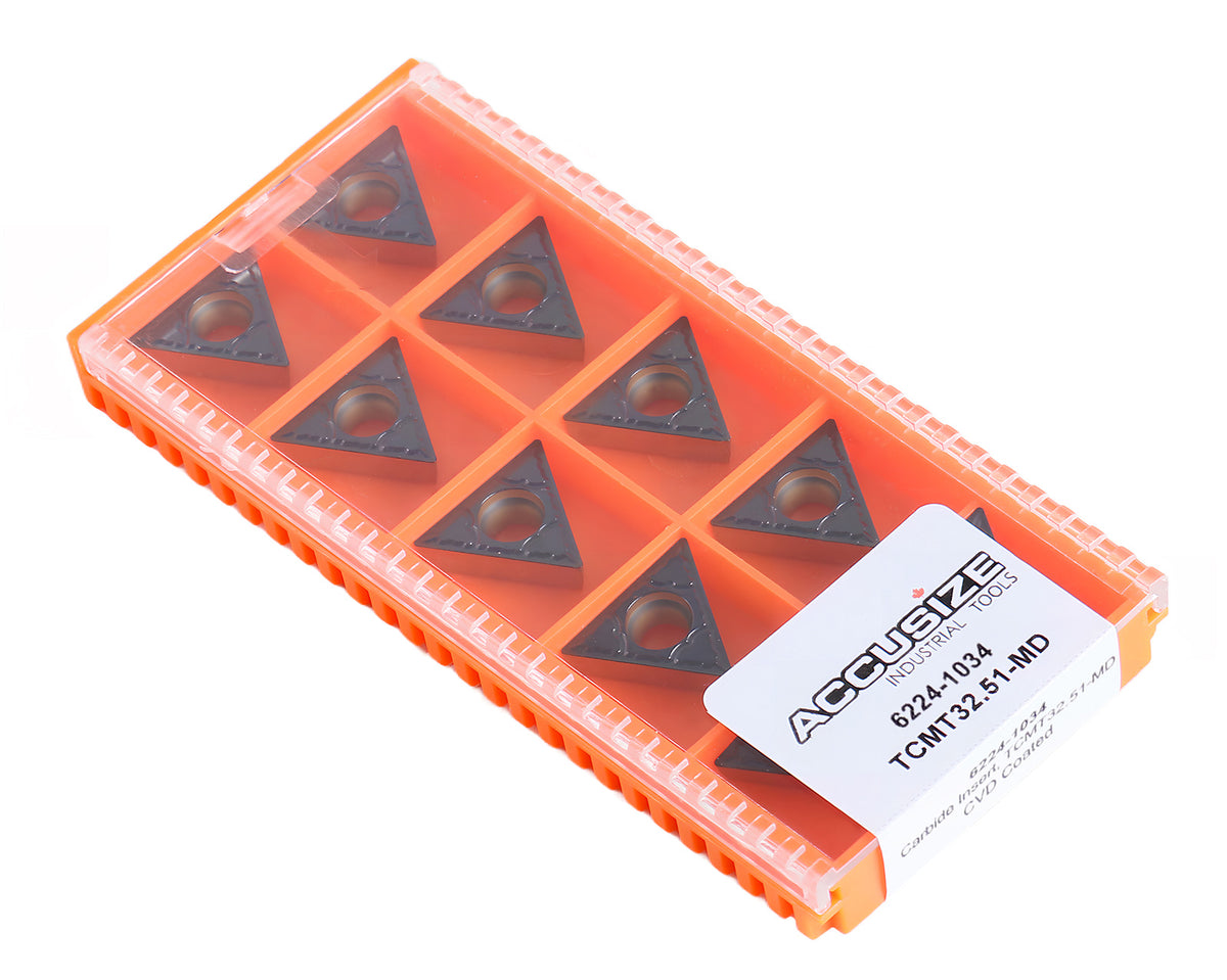 TCMT32.51 Cvd Coated Carbide Inserts, Black and Yellow, 10 Pcs/Box, 6224-1034