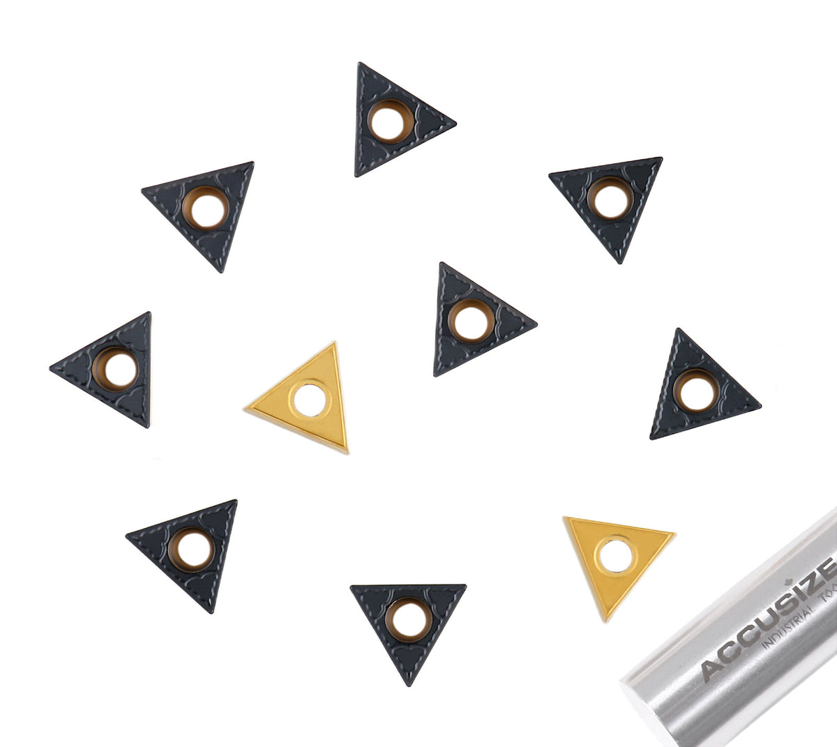 TCMT32.51 Cvd Coated Carbide Inserts, Black and Yellow, 10 Pcs/Box, 6224-1034