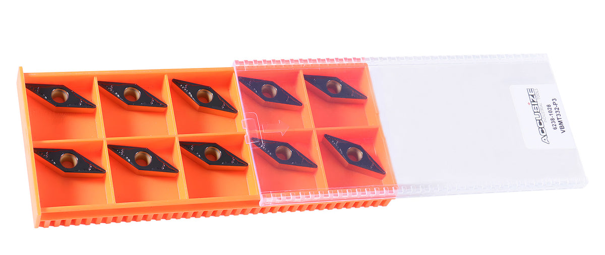 Vbmt332 Cvd Coated Carbide Inserts, Black and Yellow, 10 Pcs/Box, 6238-1028