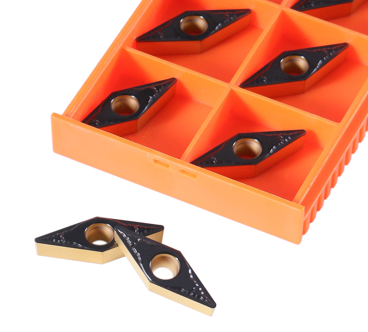 Vbmt332 Cvd Coated Carbide Inserts, Black and Yellow, 10 Pcs/Box, 6238-1028