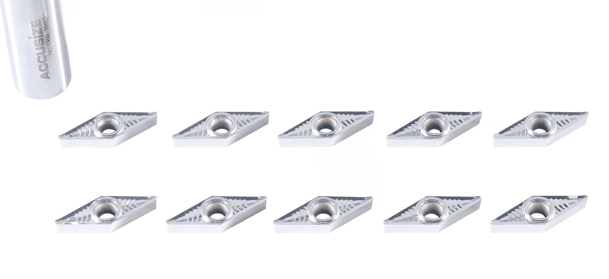 VBGT Carbide Inserts, for Cutting Aluminum, 10 Pcs/Set