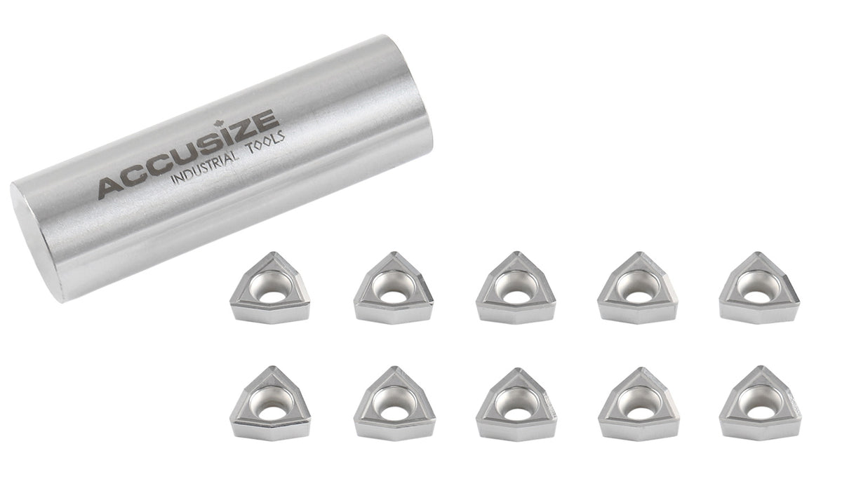WCGT Inserts, Uncoated, Carbide, for Cutting Aluminum, 10 Pcs/Set