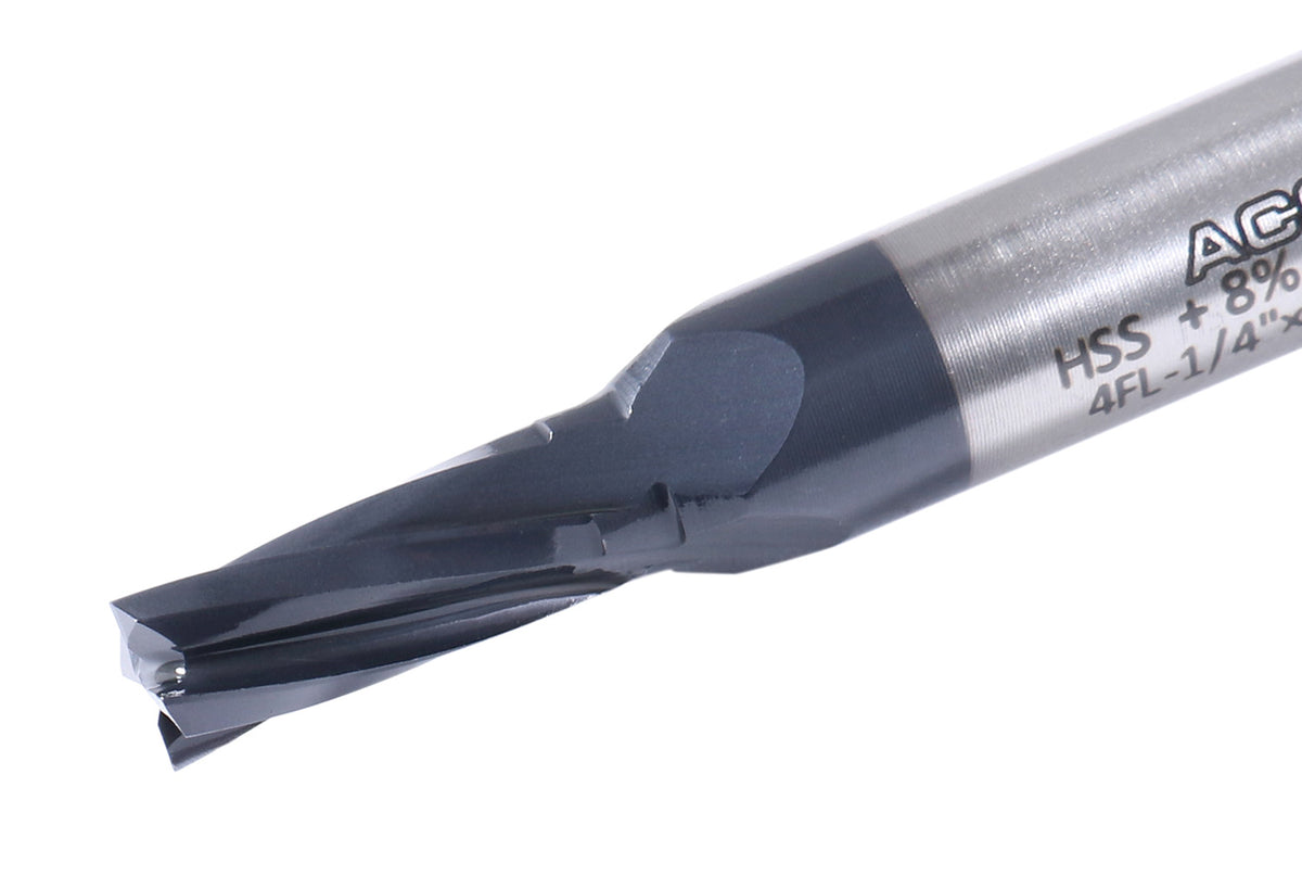 1/4 by 3/8 by 5/8 by 2-7/16'' M42 8% Cobalt Tialn Finishing End Mill, C.N.C, Center Cutting, 6800-4021