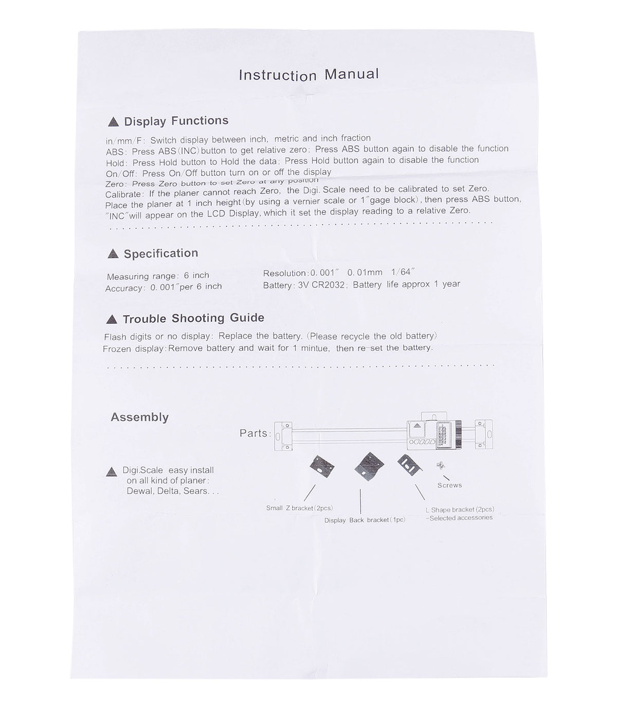 0-12''/0-300 mm by 0.0005''/0.01 mm Horizontal Electronic Digital DRO Scale Unit, Abho-0012