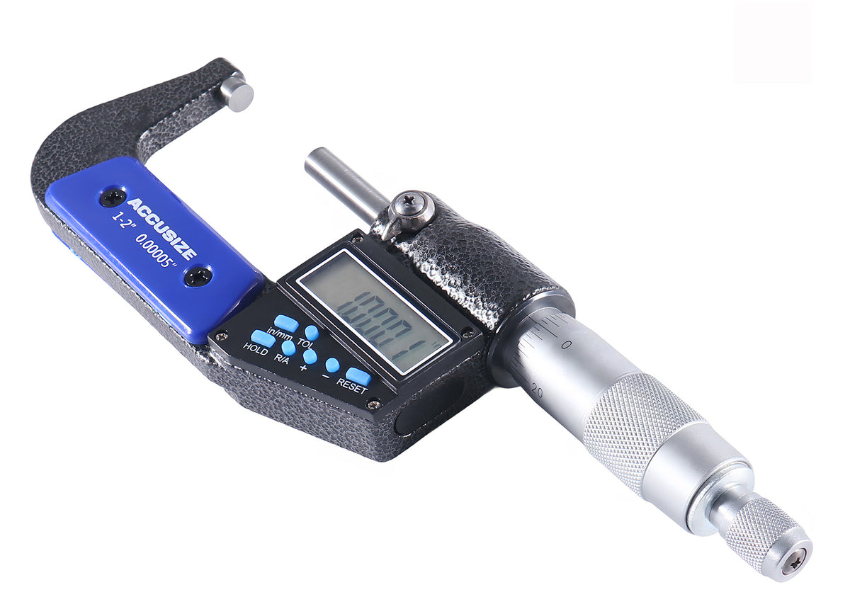 1-2''/25-50 mm by 0.00005''/0.001 mm 7-Key Electronic Digital Micrometer, Water Proof, Ac21-2022