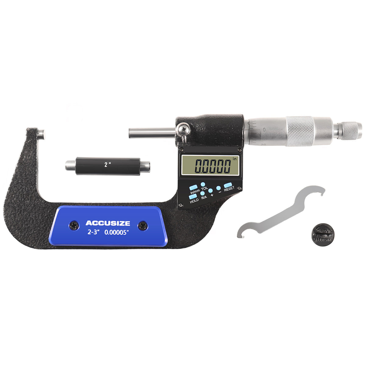 2-3''/50-75 mm by 0.00005''/0.001 mm 7-Key Electronic Digital Micrometer, Water Proof, Ac21-3022