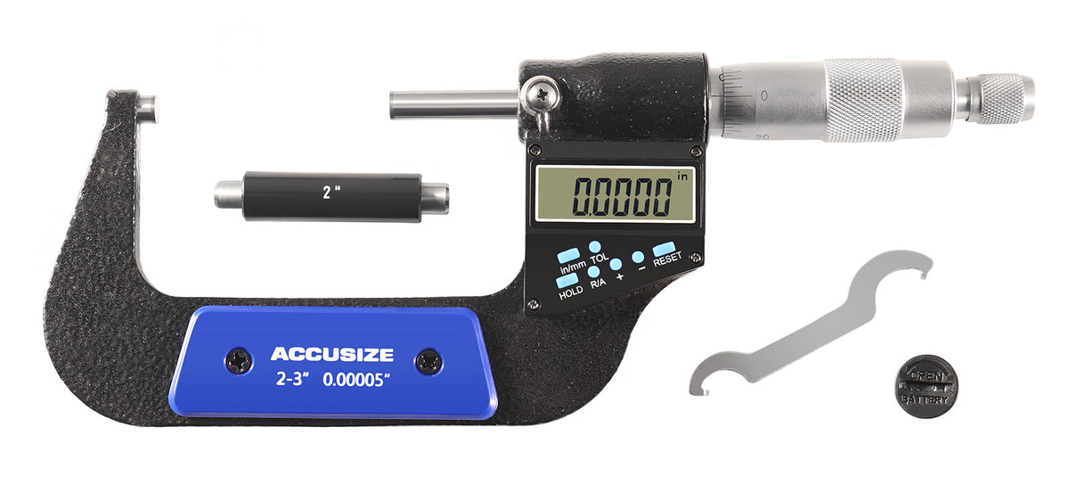 Electronic Digital Micrometers, 7 Keys, 0-1", 1-2", 2-3", 3-4", 4-5", & 5-6", inch, imperial