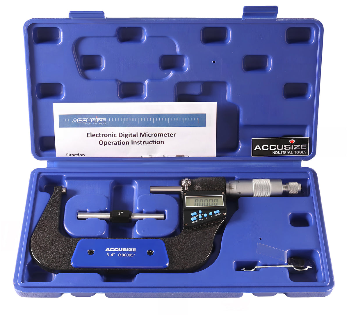 3-4''/75-100 mm 7 Keys Electronic Digital Outside Micrometers, 0.00005'' Or 0.001 mm Resolution, Ac21-4022