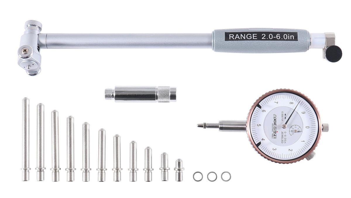 2-6 inch by 0.0001'' Dial Bore Gauge Set, 6'' Stem Length, Ee20-1006