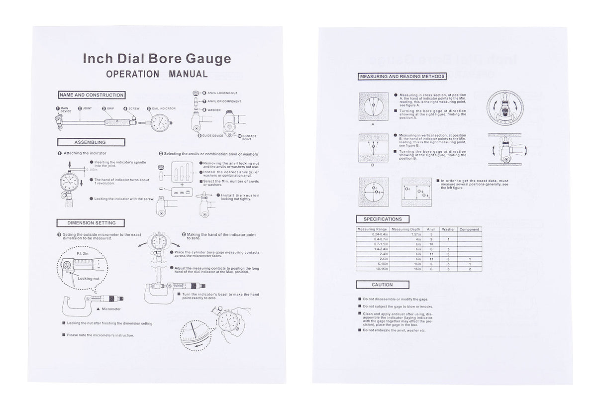 Dial Bore Gages, Inch and mm