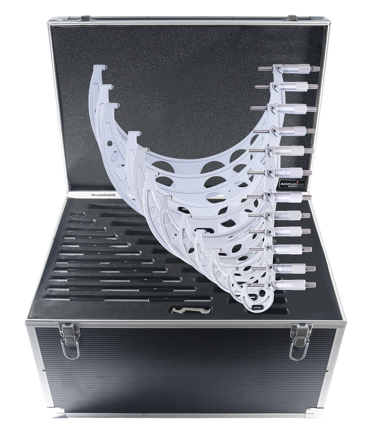 0-12'' by 0.0001'', 12 Pcs Ultra-Precision Outside Micrometers Set with Carbide Tips, Eg00-0912
